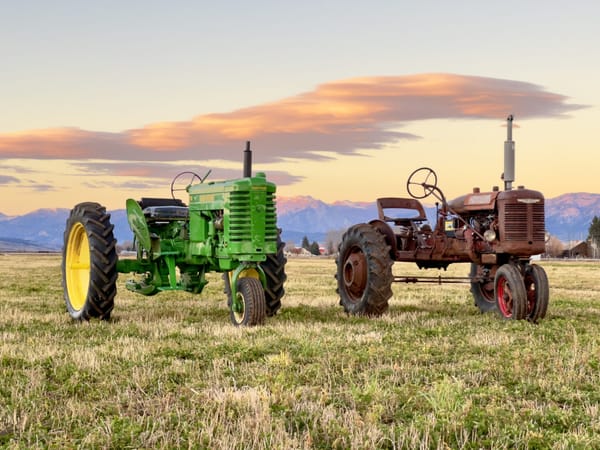 John Deere MT and Farmall B Side By Side